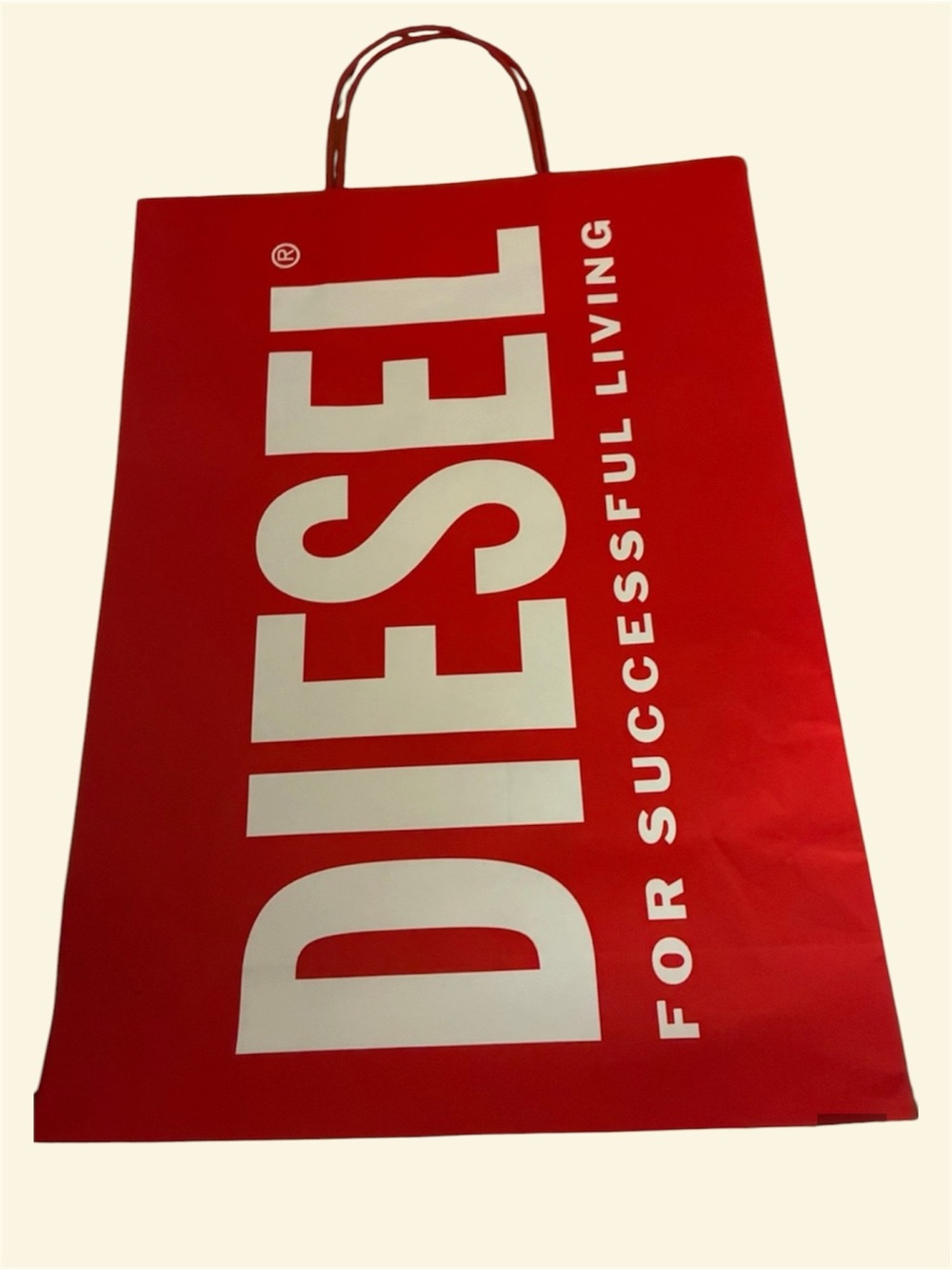 Diesel Red Paper Shopping Bag with White Logo